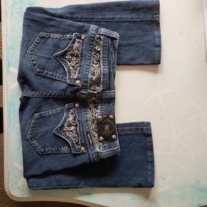 Miss Me Rhinestone Flap Boot Cut Jeans